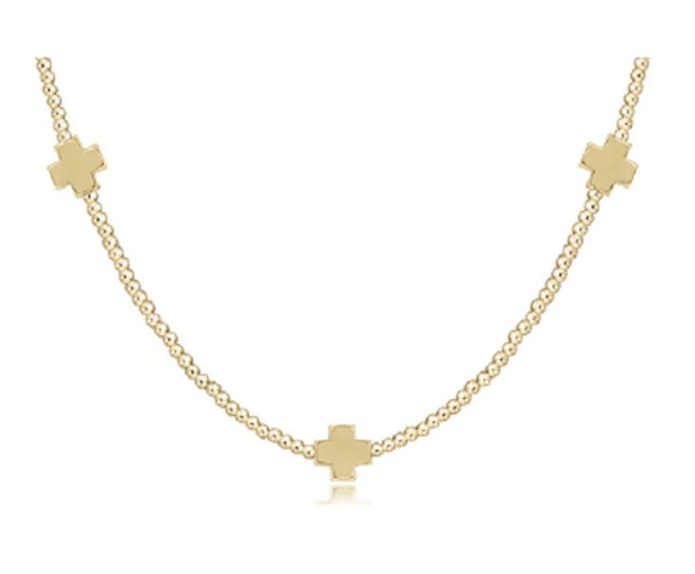 16" Choker Signature Cross Gold Pattern 2mm - Signature Cross Gold