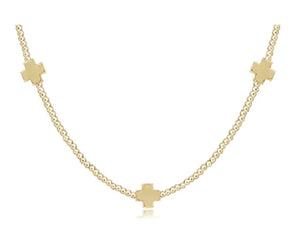 16" Choker Signature Cross Gold Pattern 2mm - Signature Cross Gold