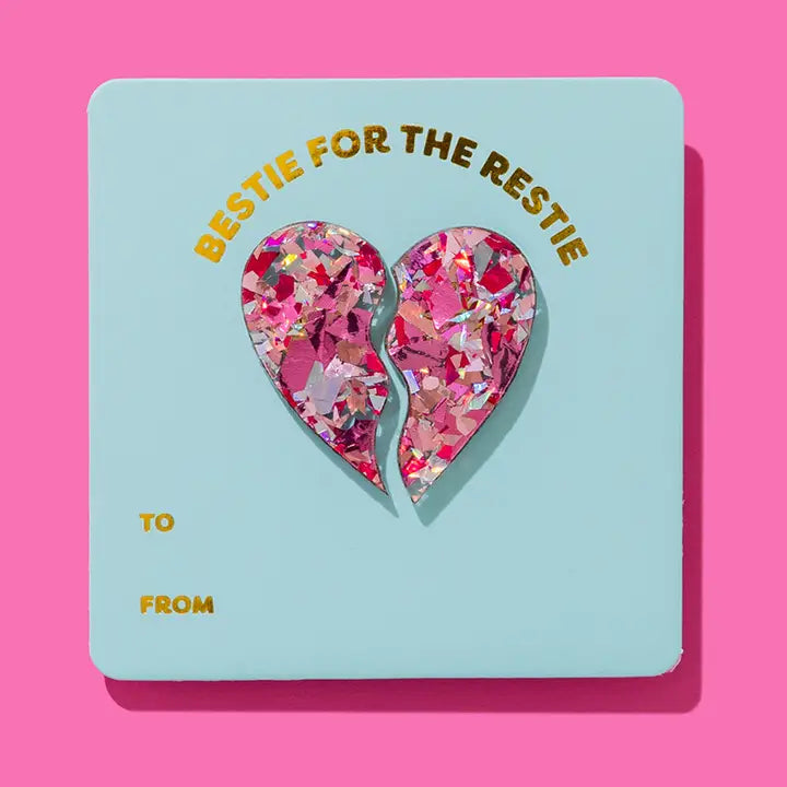 2 Pins w/ Gift Card - Best Friends Heart - Pink Confetti