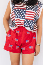 Red Beaded American Flag Short - Eden Lifestyle