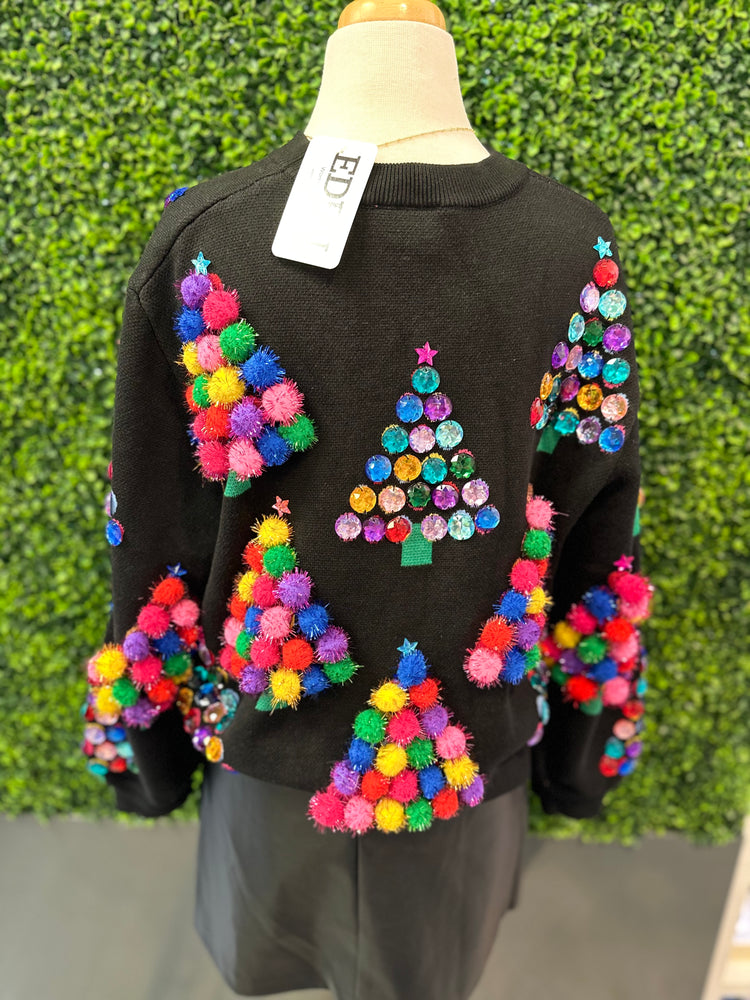 Pom Pom & Jeweled Trees Sweater