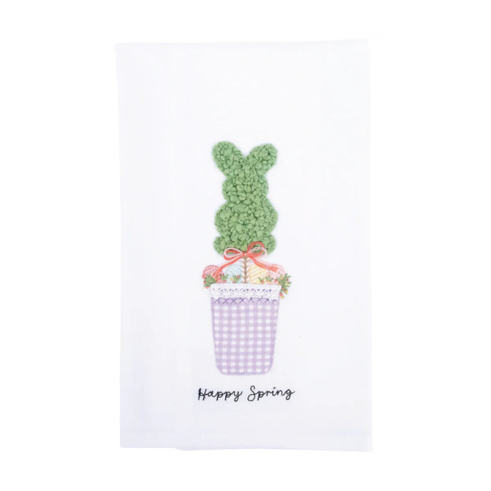 Happy Spring Bunny Topiary Tea Towel