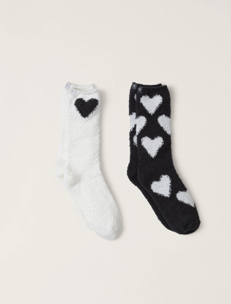 Cozychic® Heart Print Sock Set Carbon / Pearl