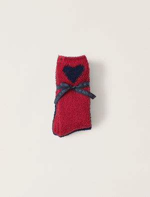 Cozychic® Heart Print Sock Set Marine / Scarlet