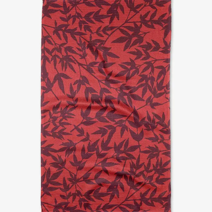 Burgundy Branches Kitchen Tea Towel