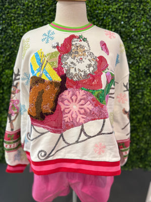 Queen of Sparkles Vintage Santa Sweatshirt