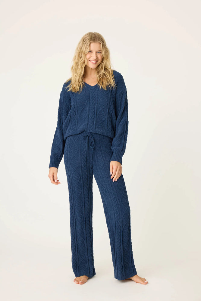 Navy Cable Crew Lounge PJ Set