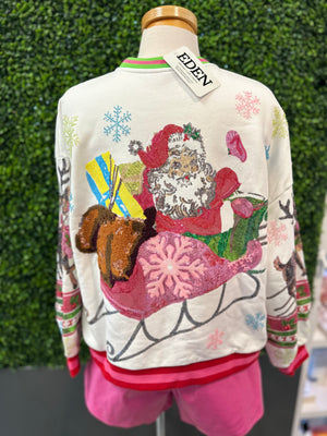 Queen of Sparkles Vintage Santa Sweatshirt