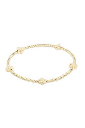 ENewton egirl Signature Cross Small Gold Pattern 2mm Bead Bracelet - Gold