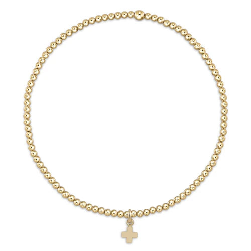 Enewton Classic Gold 2mm Bead Bracelet - Signature Cross Gold Charm