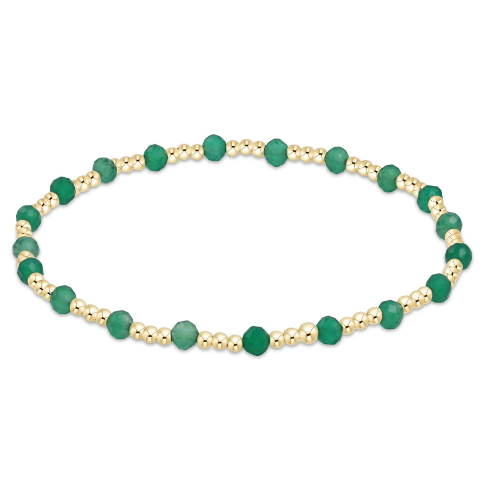 Enewton Gold Gemstone Sincerity Pattern 3mm Bead Bracelet - Green Onyx