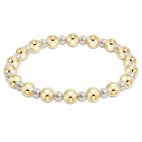 Enewton Pearl Grateful Pattern 4mm Bead Bracelet - 6mm Gold