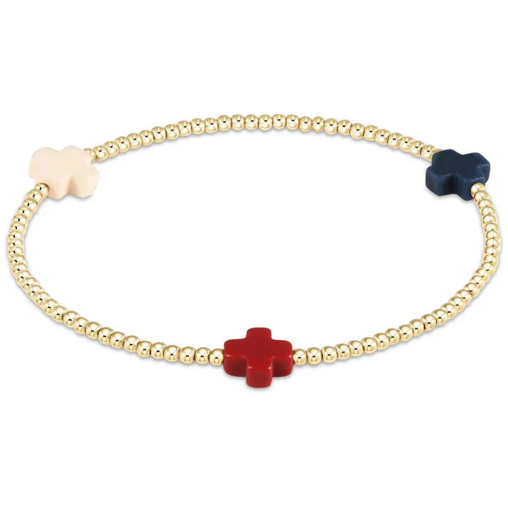 Enewton Signature Cross Gold Pattern 2mm Bead Bracelet - Firecracker - Eden Lifestyle