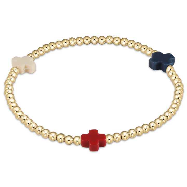 Enewton Signature Cross Gold Pattern 3mm Bead Bracelet - Eden Lifestyle