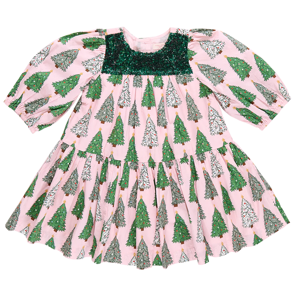 Girls Fiona Dress Pink Trees