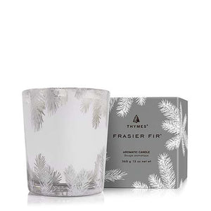 Thymes Frasier Fir Poured Candle, 13 oz Silver