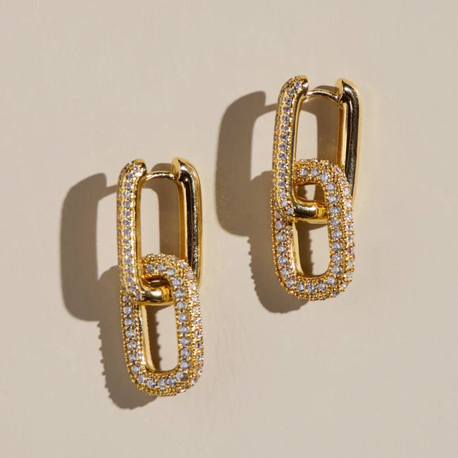 Gold Pavé Double Link Hoops