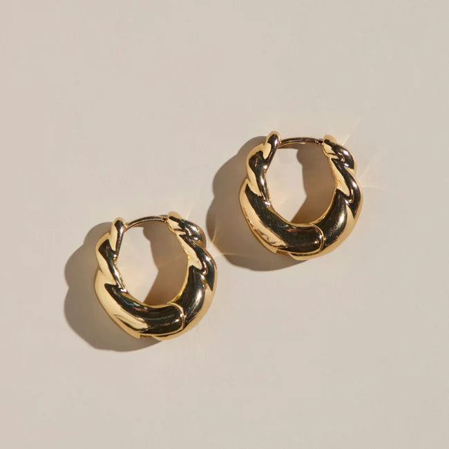 Gold Wide Twist Hoops