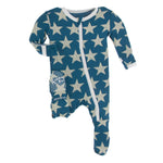 Kickee Pants Print Footie with Zipper in Vintage Stars - Eden Lifestyle