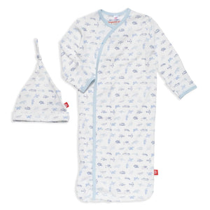 Magnetic Me by Magnificent Baby Airplanes Modal Magnetic Cozy Sleeper Gown + Hat Set