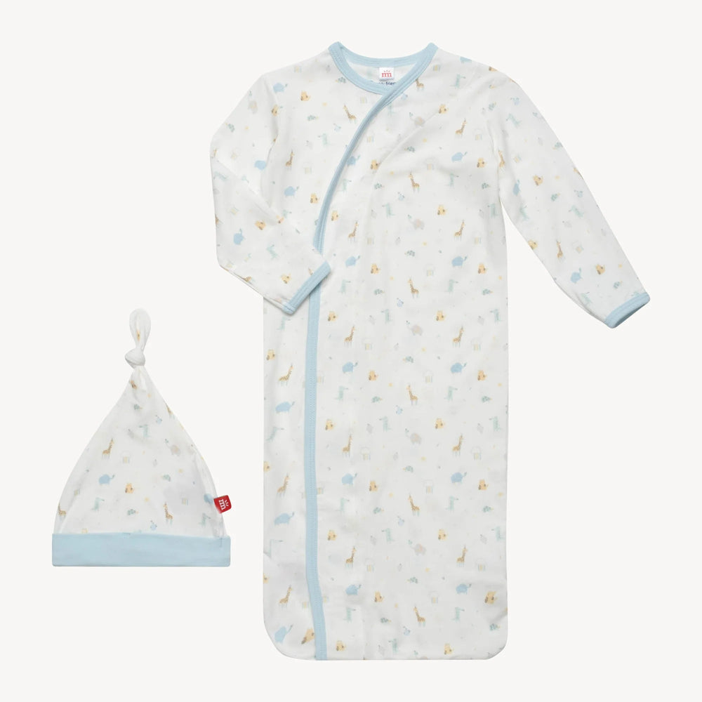 Magnetic Me by Magnificent Baby Blue Little Bitty Pretty One Modal Magnetic Cozy Sleeper Gown + Hat Set