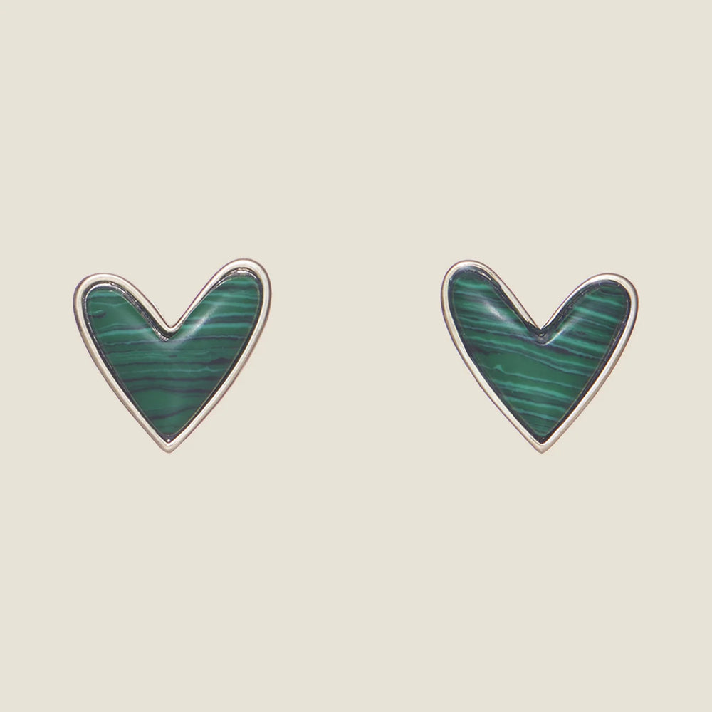 Malachite Sweetheart Studs - Eden Lifestyle