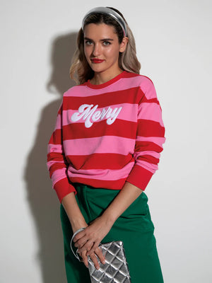 Merry Stripe Sweatshirt, Pink