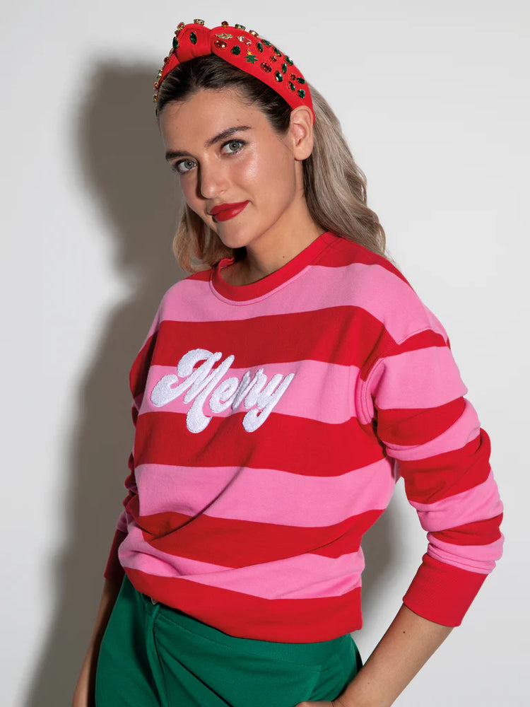 Merry Stripe Sweatshirt, Pink