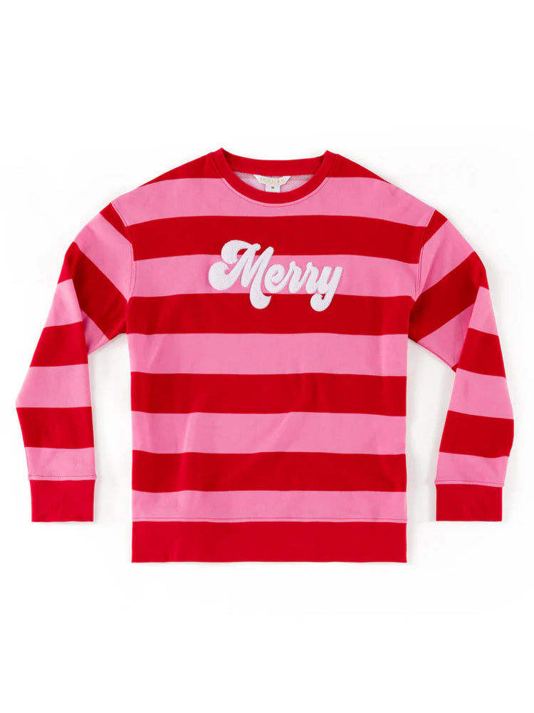 Merry Stripe Sweatshirt, Pink