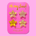 Mini Claw Hair Clips - Stars - Gold Confetti - Set of 4