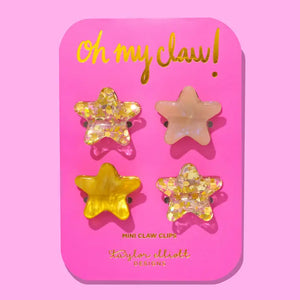 Mini Claw Hair Clips - Stars - Gold Confetti - Set of 4