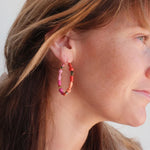 Pink Ombre Beaded Hoops - Eden Lifestyle