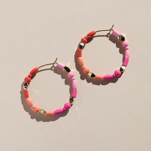 Pink Ombre Beaded Hoops - Eden Lifestyle