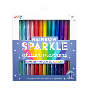 Rainbow Sparkle Glitter Markers - Set of 15