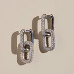 Silver Pavé Double Link Hoops