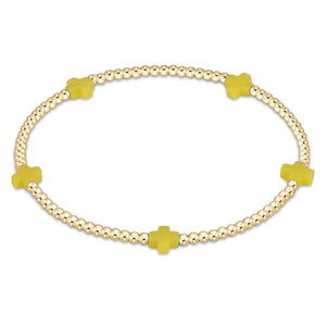 Signature Cross Small Gold Pattern 2mm Bead Bracelet