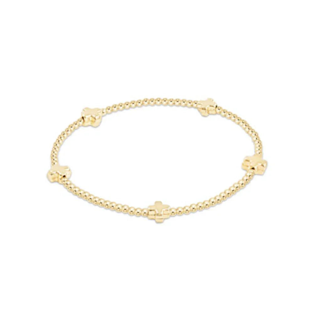 Enewton Signature Cross Small Gold Pattern 2mm Bead Bracelet-Gold