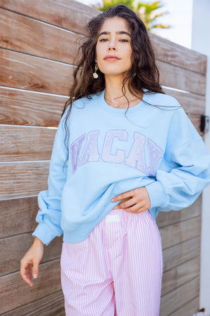 Vacay Sweatshirt Light Blue - Eden Lifestyle