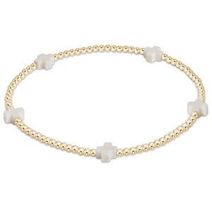 Signature Cross Small Gold Pattern 2mm Bead Bracelet