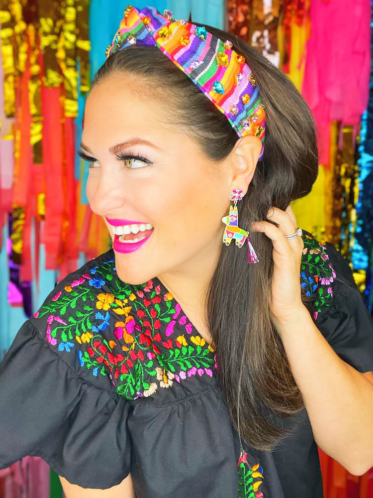 Burro Pinata Earrings with Metallic Tassel Tail - Eden Lifestyle