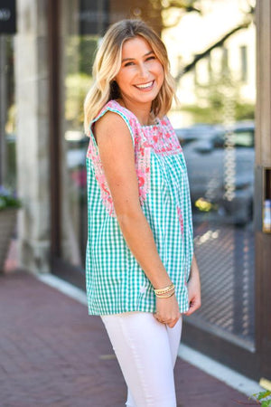 J. Marie The Jill Top - Green Gingham - Eden Lifestyle