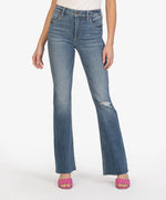 Kut from the Kloth Stella High Rise Fab Ab Flare w/ Raw Hem (Complied Wash) - Eden Lifestyle