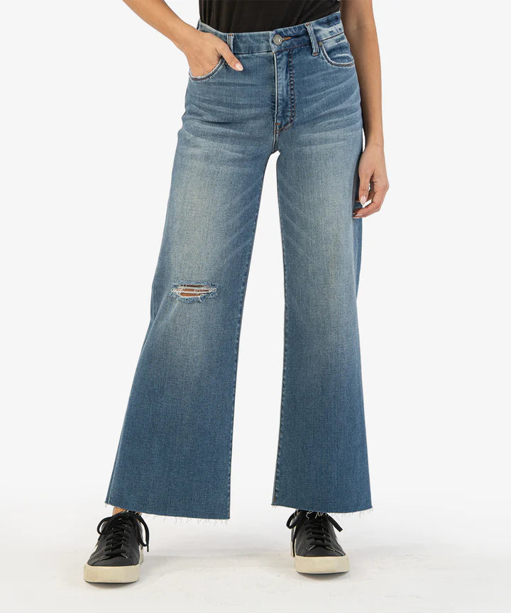 KUT from the Kloth Meg High Rise Wide Leg Slash Pocket Stretch Denim Jeans