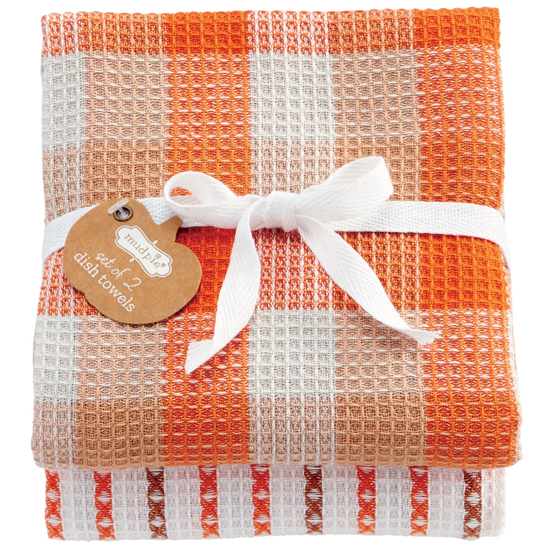 Mud Pie Brown Orange Waffle Weave Set