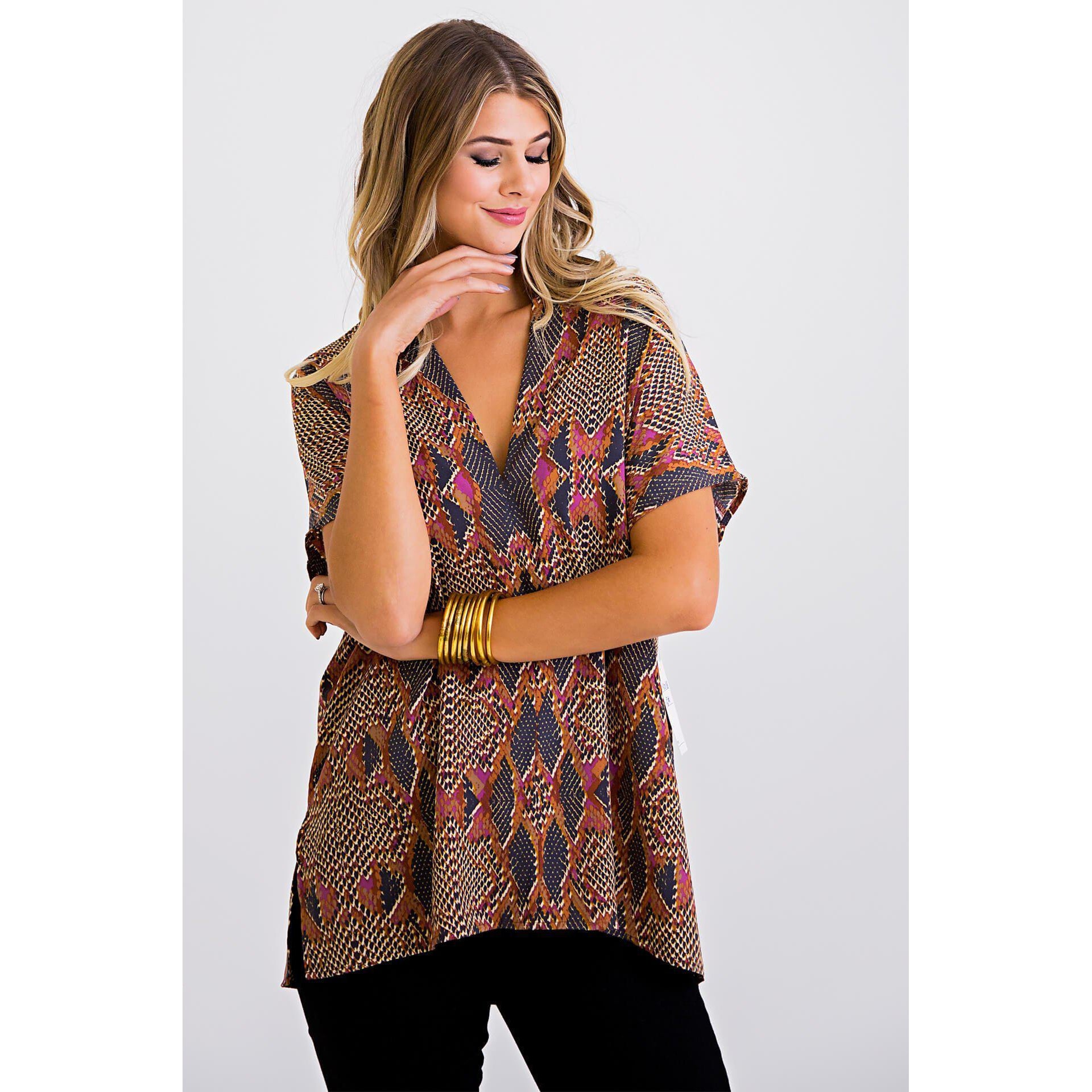 Snake Skin V-neck Tunic 