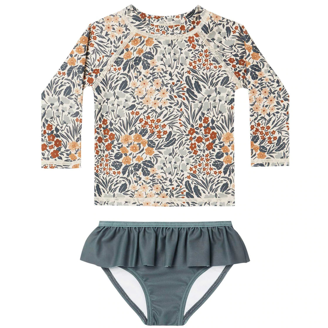 Rylee & Cru Rashguard Girls Set in Flower Field | Eden Lifestyle