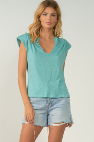 Aqua V-Neck Top - Eden Lifestyle