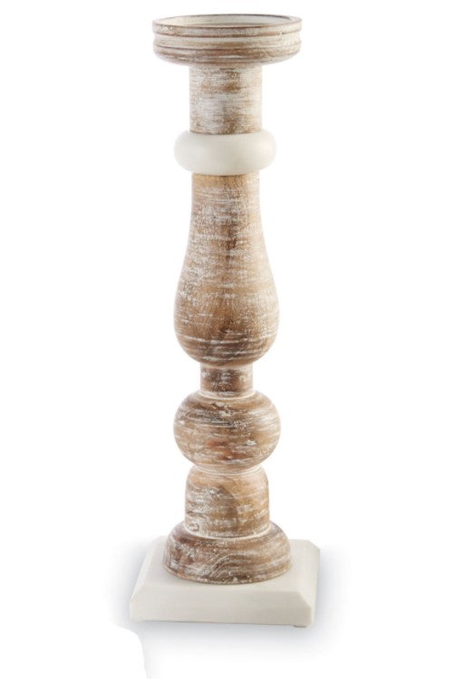 Large Marble Wood Candleholder - Eden Lifestyle