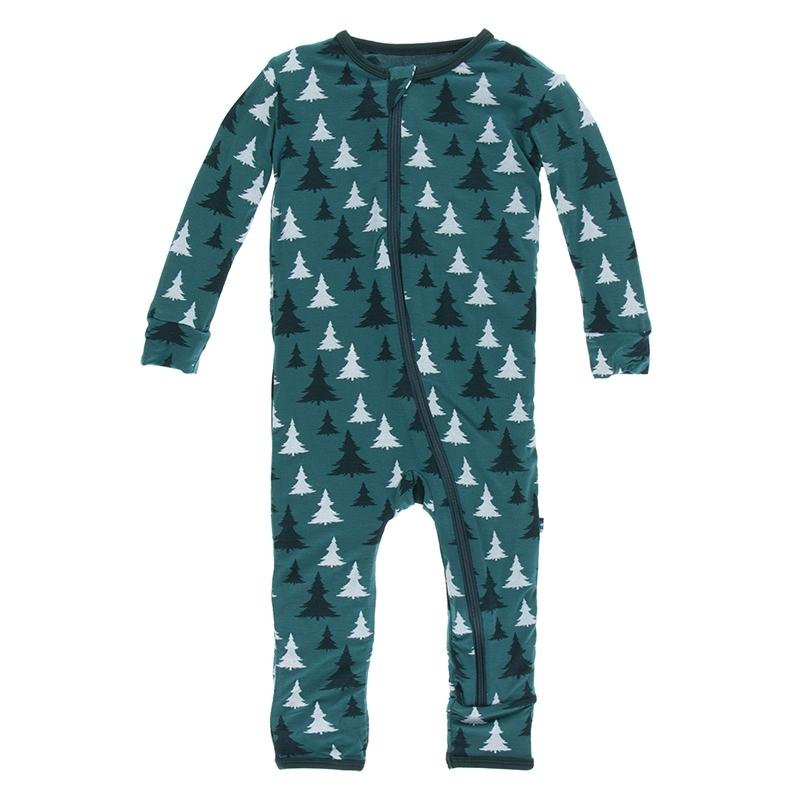 Kickee Pants - Print Muffin Ruffle Footie with Zipper in Crimson Kissing  Birds