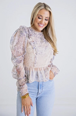 Snake Chiffon Ruffle Top - Eden Lifestyle